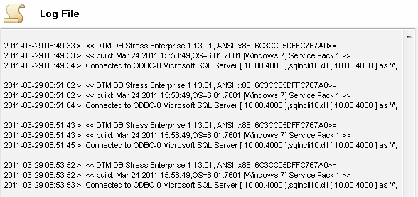 DTM DB Stress: log viewer